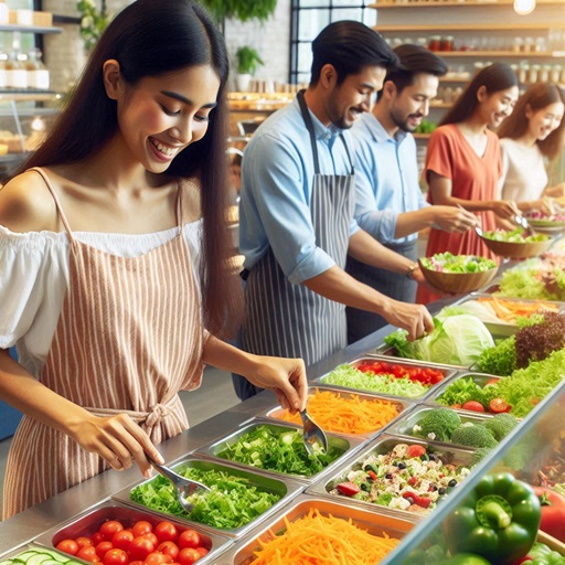 Group of people eating.